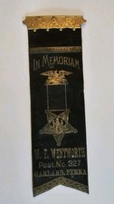 G.A.R. W.F. Wentworth Post No 327 Garland, PA Antique Memorial Ribbon picture