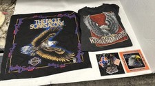 VTG Harley Davidson Lot Eagle 3D Emblem T-shirt Carnival Fair Glass Bandana picture