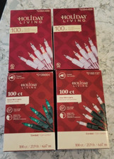 New Vintage Christmas Mini Lights Holiday Living Green White 4 Box Lot 400 Light picture