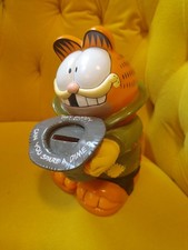VINTAGE 1978 ENESCO GARFIELD PIGGY BANK - HEY BUDDY CAN YOU SPARE A DIME? RARE picture