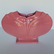 McCoy Roseville Floraline Vase Dusty Rose Art Deco Style USA Large 13