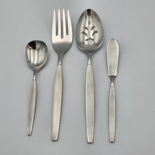Oneida Community Stainless Frostfire Flatware Spoon Fork Knife Host Set Vintage picture