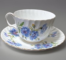 Vintage Adderley Bone China Tea Cup and Saucer Blue Cornflower Floral England picture