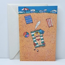 Vintage American Greetings 78th Street Card Humorous Beach Goddess Bikini picture