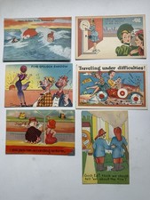 6 Vintage 1930s-40s Linen Comic Postcards Risque Humor Asheville Kropp Unused picture