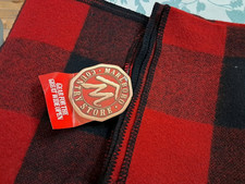 Vintage 90s Marlboro Country Store Red Buffalo Plaid Wool Blanket new w/ tag USA picture