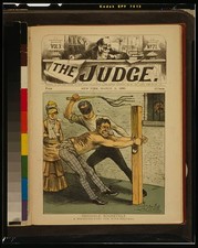 The Judge Magazine Cover 1883 Sensible Roosevelt Whipping Post Wife Beaters picture