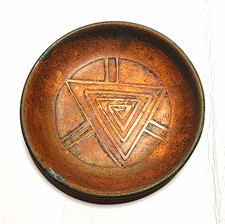 VINTAGE Copper Bowl w/ Geometric Triangle Design, 