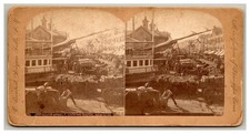Steamer at Harbor Steamship South Street New York Delivery wagon stereoview picture