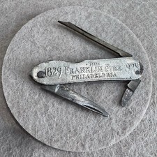 Vintage The Franklin Fire Insurance Company Philadelphia Sterling Pocket Knife picture