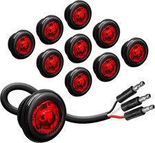 10pc 3/4 Inch Round Trailer LED Marker Light 3 Wire/Turn Brake Tail Lights Set picture