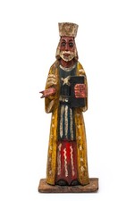 Vintage Central American Folk Art Carved Wood Painted Santo Saint Figure picture