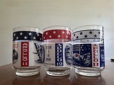 Set of 3 Vintage Drinking Glass Space Program Glasses  Apollo 11,12,13 picture