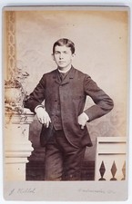 Antique Cabinet Card G Hebbel Handsome Young Man Standing Suit Westminster MD picture