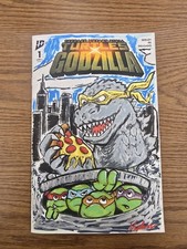 TMNT x Godzilla #1 Original Sketch Cover Art Ninja Turtles Pizza OOAK Kyle Horne picture