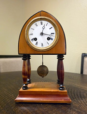 Antique French Portico Clock 19th C Column Mantel Clock Pendulum Strike Working picture