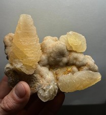 Yellow Pagoda Calcite on Quartz Druzy NICE 655g - Tri-State District KS, MO, OK picture