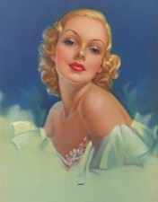 Vintage 1940s Pearl Frush 11x9 Pin-Up Print Janet, Blonde Temptress picture