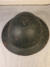 WWI British MK1 Brodie Helmet US Doughboy AEF Horizon Blue Paint Split Pin Shell picture
