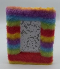 Vintage Claire’s DEB 2000s Y2K Rainbow Fuzzy Fluffy Rainbow Picture Frame 3.5x5” picture