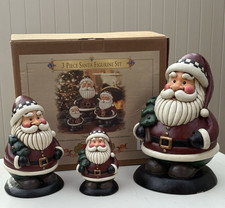 Vtg Set of 3 Christmas Grandeur Noel Santa Figurines Collector's Edition FLAWS picture