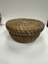 Antique Native American Lid Basket Woodland Tribes Miniature Native American picture