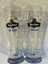 2pk Vintage Tucher Weizen Beer Glass 0.3L Germany Weissbier Pilsner Barware  picture