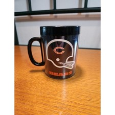 Vintage Chicago Bears Thermo-Serv Mug NFL 2-Bar Helmet Black Plastic picture