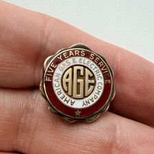 American Gas Electric Company 5 Years Service Lapel Pin Employee Marked 10k Gold picture