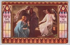 He Is Not Here For He Is Risen Easter Postcard Stained Glass 1925 Posted picture