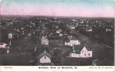 ROCKFORD, IA, BIRDS EYE VIEW original antique postcard IOWA c1910 picture