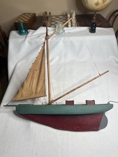 Vintage Large New Hampshire Pond Boat W/ Mast & Beams Old Paint-25+” L & 28+” T picture