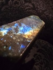 Large Flashy Labradorite Polished Pocket Stone 3 x 1.5 Natural Mineral Specimen picture