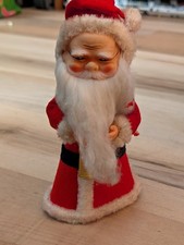 VTG 1950s Rubber Faced Santa Claus Doll Christmas Tree Topper Cardboard Cone picture