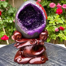 5.5LB High quality Natural Amethyst geode quartz crystal Dinosaur egg healing.5 picture