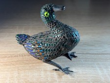 Vintage Sterling Silver Filigree Enamel Duck Figurine picture