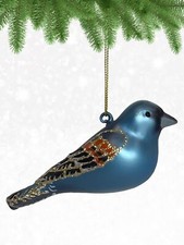 Cobane Studio Blue Grosbeak Ornament - Hand Blown Glass Bird Ornament - Hand ... picture