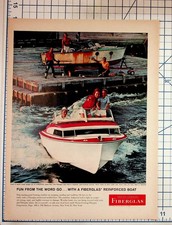 Vintage Owens-Corning Fiberglas Boat Ad 1950s-60s Magazine Ephemera New York picture