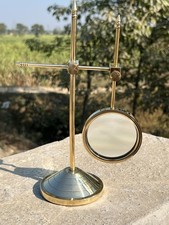 Vintage Brass Balance Desk Sculpture with Hanging Magnifier Decorative Art picture