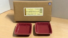 Longaberger Pottery Dipping plates set/2 snack appetizer PAPRIKA (NEW) picture