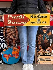 Antique Vintage Style Metal Sign Tiolene Purol Gasoline Made in USA picture