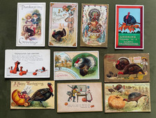 LOT 10 Antique Thanksgiving Postcards 1900s Turkey Tuck Wessler Weaver Embossed picture