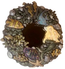 Mermaid Mirror Wall Wreath Beach Ocean Coastal Decor Vintage 1994 Scioto Rare picture
