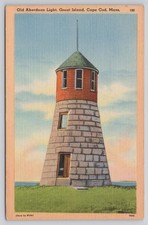 Old Aberdeen Light Lighthouse Great Island Cape Cod Massachusetts MA Postcard picture