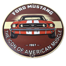 Vintage Ford Motors Sign - Mustang Gas Pump American Automotive Porcelain Sign picture