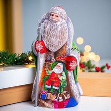 Wooden Hand Carved Santa Claus figurine 9