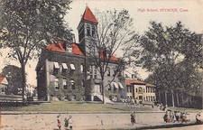 SEYMOUR, CT ~ HIGH SCHOOL, STUDENTS OUTSIDE, #515 ~ used 1909 picture