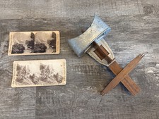 Antique 1901 Underwood and Underwood Stereoscope 3D Viewer+2 Underwood Cards picture