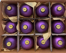 Vintage Rauch Magic Purple Satin Glass 12 Piece Ornament Set In Original Box picture