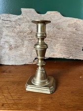 Antique 1860s Brass Candlestick - Early Primitive Lighting -1800s Candle Holder picture